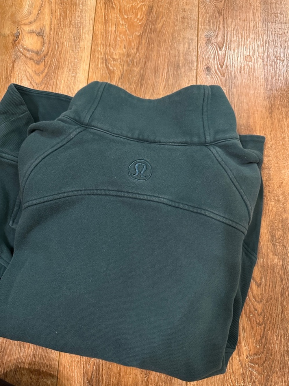 Lululemon Forest Green Zip Pullover thick sweatshirt size M/L mock neck women’s - Picture 5 of 7